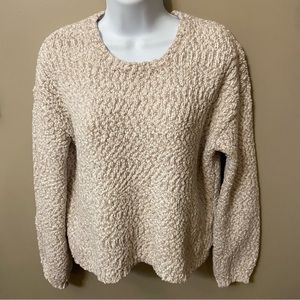 Beige & Cream Crop Long Sleeve Sweater - size M